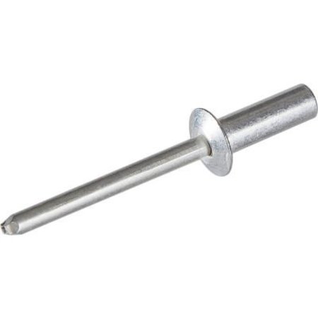 TITAN FASTENERS Pop Blind Rivet - 1/8 x 4-4 - Button Head - Up to 1/4in Grip - Aluminum/Aluminum - USA - Pkg of 500 NBBGAMD44AW